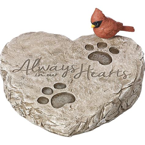 Pet Memorial Garden Stone, A red cardinal sits upon a heart-shaped ...