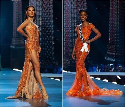 Miss Universe 2018 Pageant Planet Orange Evening Gowns Pageant