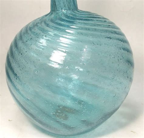 Mexican Hand Blown Aqua Blue Glass Bottle Avalos Vintage Art Deco Aqua Glass Ebay