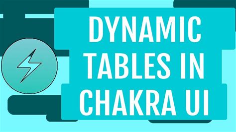 Setup A Dynamic Table With Chakra UI YouTube