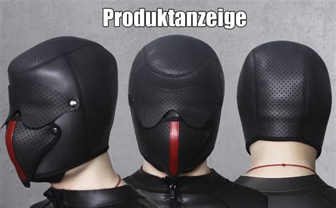ALMYMM Bondage Maske Kopfmaske BDSM Ledermaske Mit Augenbinde Mund Offen Masken Sex Bett SM