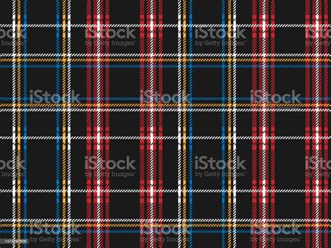 Plaid Pattern With Black Red Yellow White Seamless Texture For Fabric