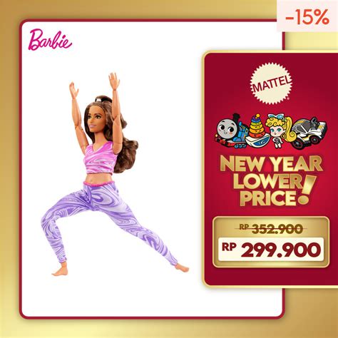 Jual Barbie Made To Move Brunette Curvy Body Doll With Removable Sport Top Pants Mainan