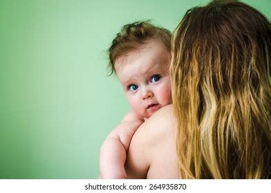 Naked Girl Smiling Baby On Shoulder Stock Photo Shutterstock