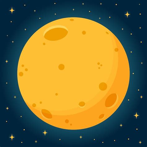 Luna Llena Y Estrellas En Estilo De Dibujos Animados Icono Astronom A