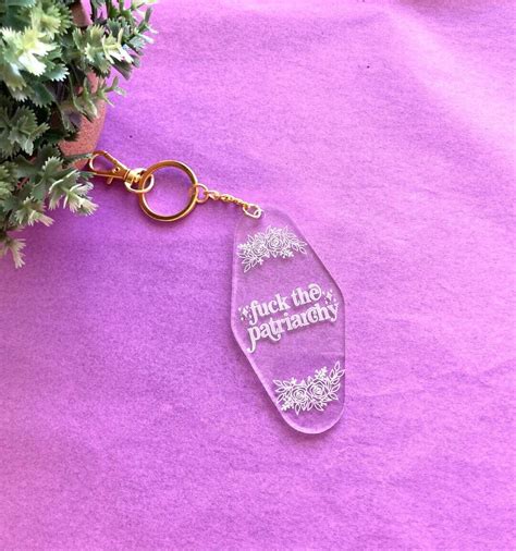 Fuck The Patriarchy Retro Keychain Motel Keychain Smash The
