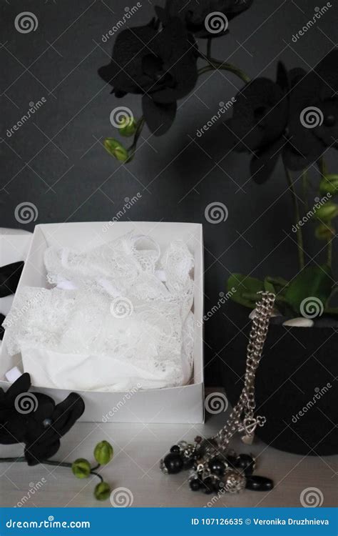 Gift Box With A Lingerie Flowers And Present For The Women Stock Image Image Of Gift Women