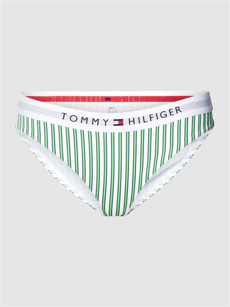 Kup online TOMMY HILFIGER Figi bikini z wzorem w paski zielony melanż