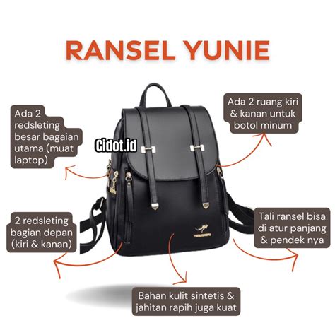 Jual Promo Tas Backpack Kulit PU Leather YU NIE 2 GESPER Tas Ransel