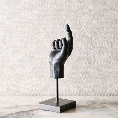 Shop Pointé Hand Sculpture In Iron With Natural Black Marble In Coat