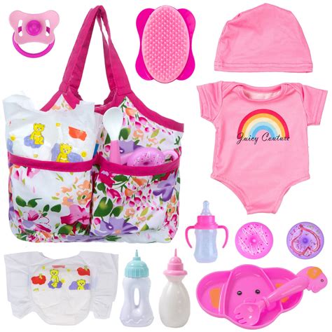 Zita Element Baby Doll 13 Pcs Feeding And Caring Kit Diaper Bag Diapers