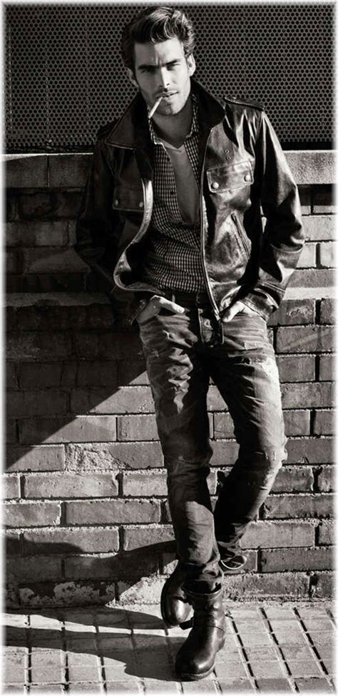 Boots Jeans Leather Jacket Greaser Leather Jacket Men Style Leather