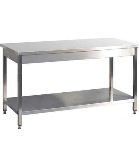 Table inox 1000x600 adossée AISI 304 avec 1 sous tablette