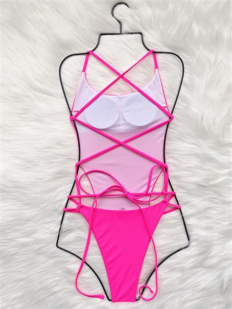 Shop 2023 Designer Sexy Open Bikini Solid Bandage Swimsuits