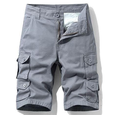 Short Cargo Homme Multipoches En Coton Coupe Droite Casual Bermuda Ete