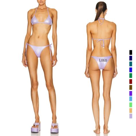Shiny Sexy Glitter String Bikini Logo Women S Swimsuit Luxury Swimwear Piece Bikinis Set