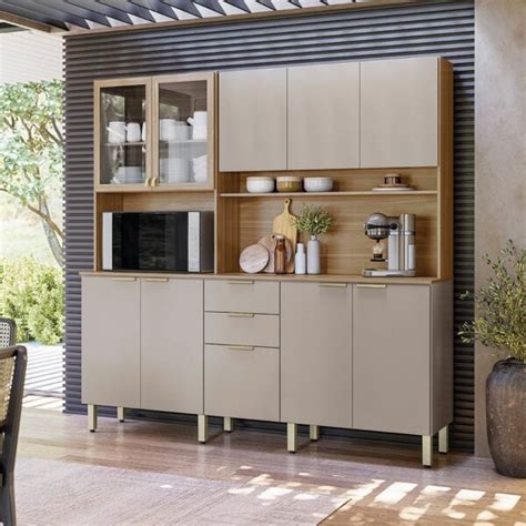 Cozinha Compacta Portas Gavetas Amora Am Ndola Touch Nude Prime Leroy Merlin