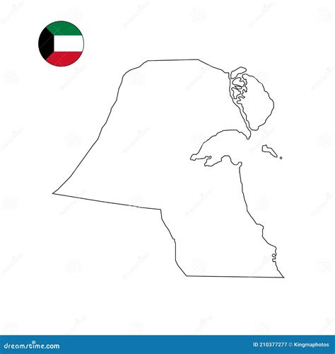 Kuwait Country Outline Blank For Middle East Or Arabian Gulf Themes In