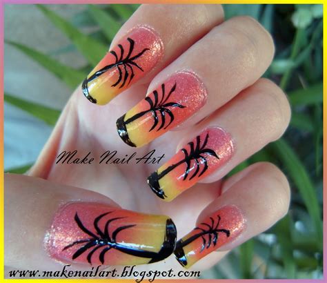 Palm Tree Sunset Nail Art Tutorial
