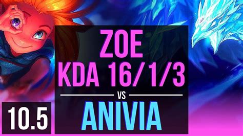 ZOE Vs ANIVIA MID KDA 16 1 3 8 Solo Kills Legendary NA