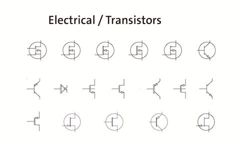 Elektrische Transistoren Elektronische Symbole Premium Vektor