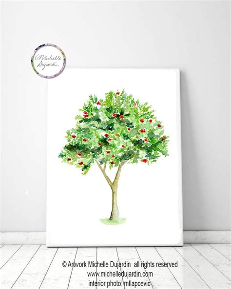 Rowan Tree Art Rowan Tree With Red Berries Watercolor - Etsy