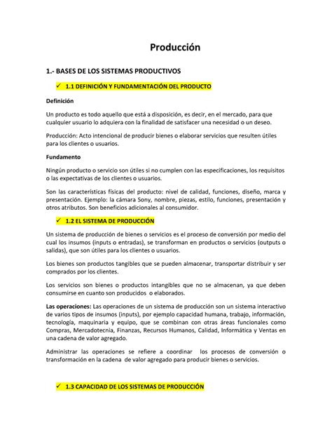 Quinto Produccion Bases De Los Sistemas Productivos Definicin