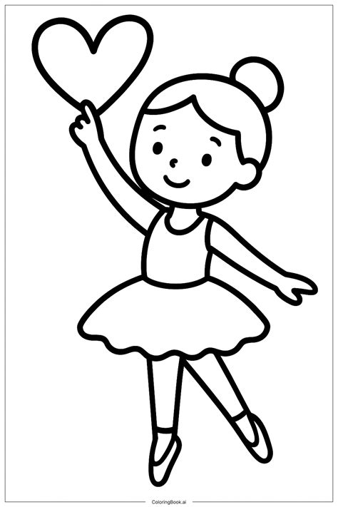 Página de Colorir Uma Bailarina Desenhando um Coração (PDF & PNG ...