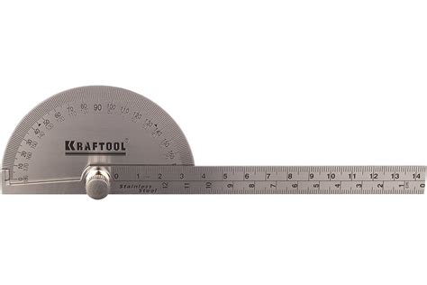 Транспортир с линейкой KRAFTOOL Protractor из нержавеющей стали, 145 мм ...