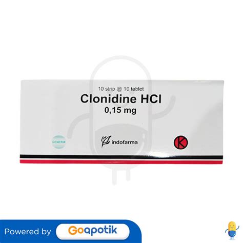 Clonidine Hcl Indofarma 015 Mg Box 100 Tablet Kegunaan Efek Samping