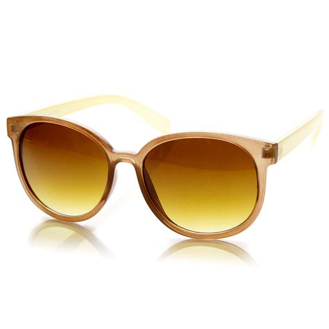 Colorful Two Tone Retro P3 Frame Round Horn Rimmed Sunglasses Sunglassla