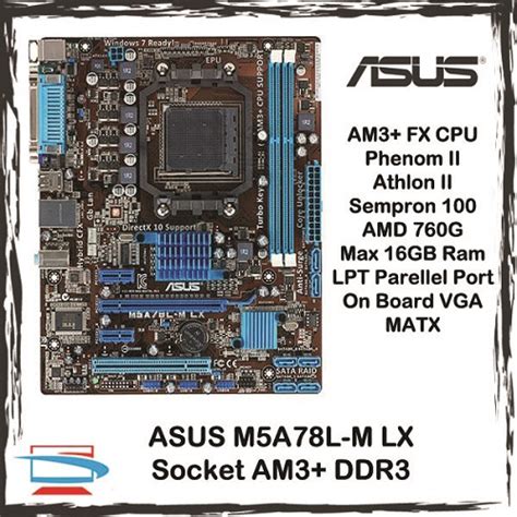 Asus m5a78l-m lx socket am3+ am3 ddr3 amd motherboard 760g matx lpt ...