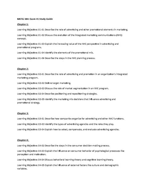 Mktg Exam Study Guide Fall Mktg Exam Study Guide