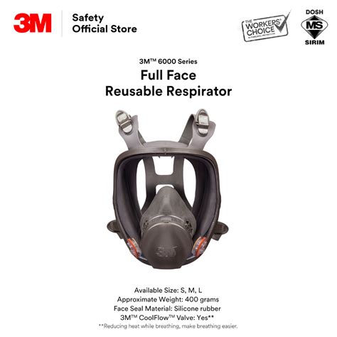 3m™ 6000 Series Reusable Full Facepiece Respirator 6700 6800 6900