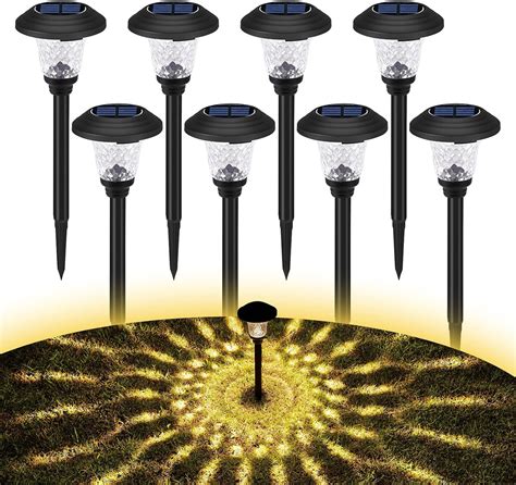 8 Pack Solar Pathway Lights Outdoor 2 Modes Lighting Waterproof Garden ...