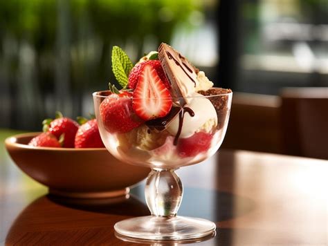 Premium Ai Image Berry Ice Cream In Glass Bowl On White Background