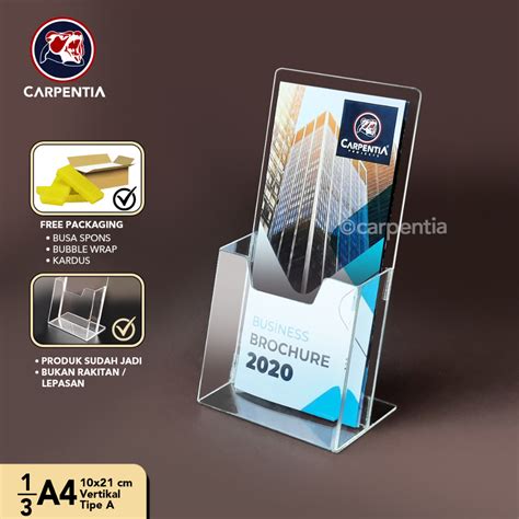 Jual Brochure Holder Acrylic Tempat Brosur Akrilik 1 3 A4 Tipe A