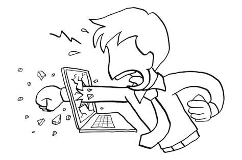 Premium Vector Furious Businessman Punching And Destroying Laptop