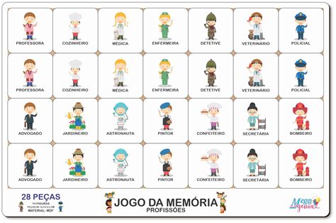 Jogo Da Memória Profissões Para Imprimir BRAINCP