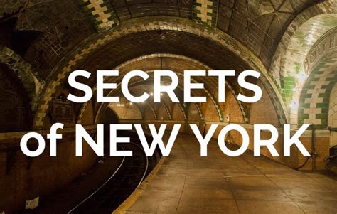 A Subway Tunnel With The Words Secrets Of New York In White Overlaying It