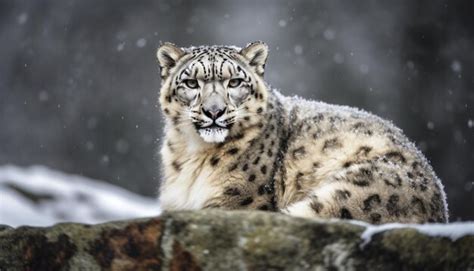 Leopardo De Las Nieves Majestuoso Y Visto Caminando Por Un Desierto