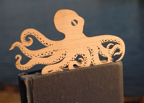 Octopus Wooden Bookmark Etsy Paper Bookmarks Wooden