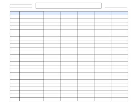 printable blank spreadsheet template   columns