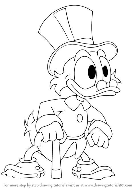 Learn How To Draw Scrooge Mcduck From Ducktales Ducktales Step By Step Drawing Tutorials