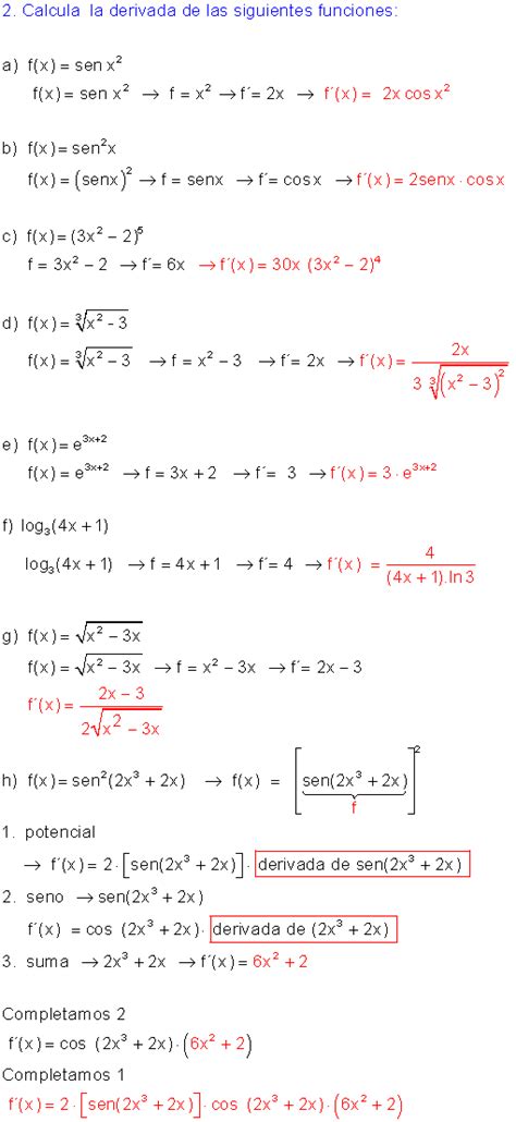 Ejercicios Resueltos De Derivadas