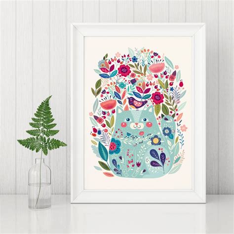 Цветочный постер с котом | Floral poster, Easter illustration, Art prints