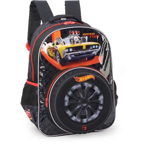 Mochila Infantil Hot Wheels G Preta Luxcel Unidade Papelaria Toledo