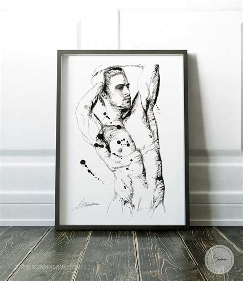 Homoerotic Gay Art Print Sensual Paintings Watercolor Painting Modern Queer Artwork Christmas