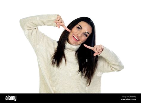 Attractive Brunette Woman Isolated On A White Background Stock Photo Alamy