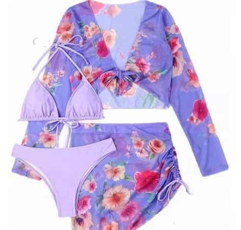 Traje De Baño Dama Completo Crop Top Bikini Para Mujeres Meses sin